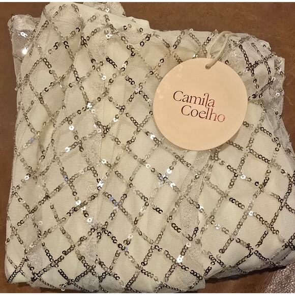 Camila Coelho Enrico Midi Skirt in Silver NWT Size Small - Picture 5 of 5